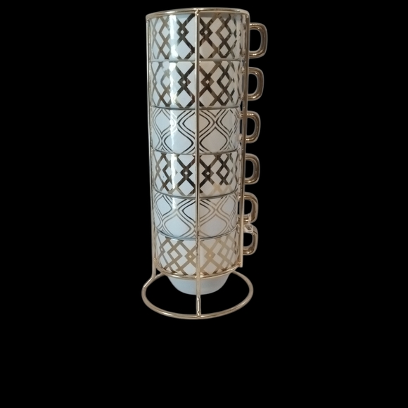 World Market Other - World Market Geometric Gold and White Mug Set